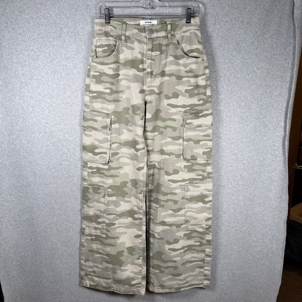 Cotton‎ On Cargo Wide Leg Jeans Womens 4 Camo Print Pants